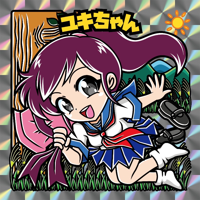 【レゲ★娘れ】「女三四郎」ユキちゃん(制服)〜ビックリマン風自作キラキラシール/裏書きあり/送料込み