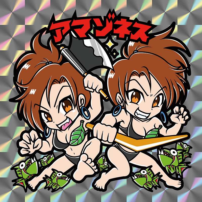 【レゲ★娘れ】「ストライダー飛竜」アマゾネス〜ビックリマン風自作キラキラシール/裏書きあり/送料込み