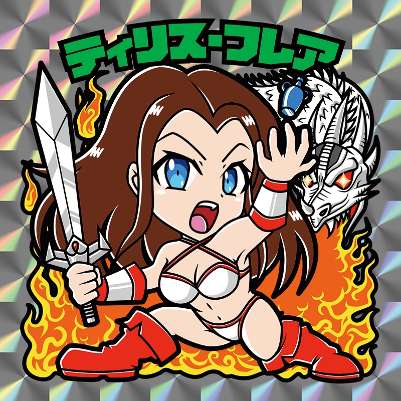 【レゲ★娘れ】「ゴールデンアックス」ティリス・フレア〜ビックリマン風自作キラキラシール/裏書きあり/送料込み