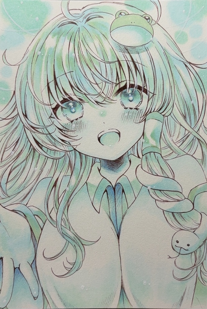 同人手描きイラスト◆早苗 原画◆直筆