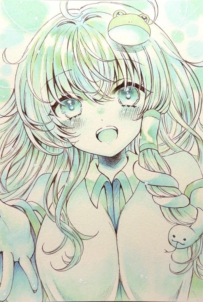 同人手描きイラスト◆早苗 原画◆直筆