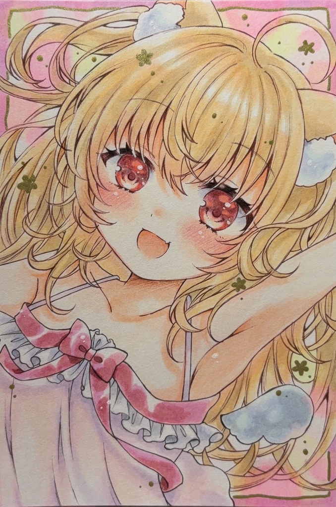 同人手描きイラスト◆オリジナル『ケモミミほよ』 原画◆直筆