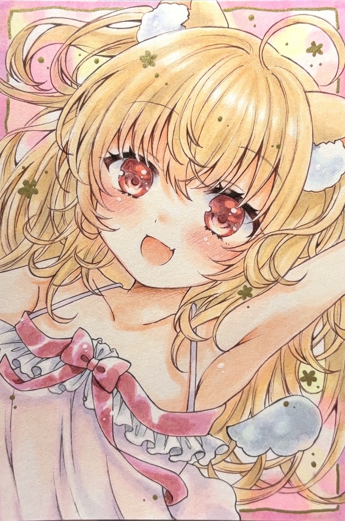 同人手描きイラスト◆オリジナル『ケモミミほよ』 原画◆直筆