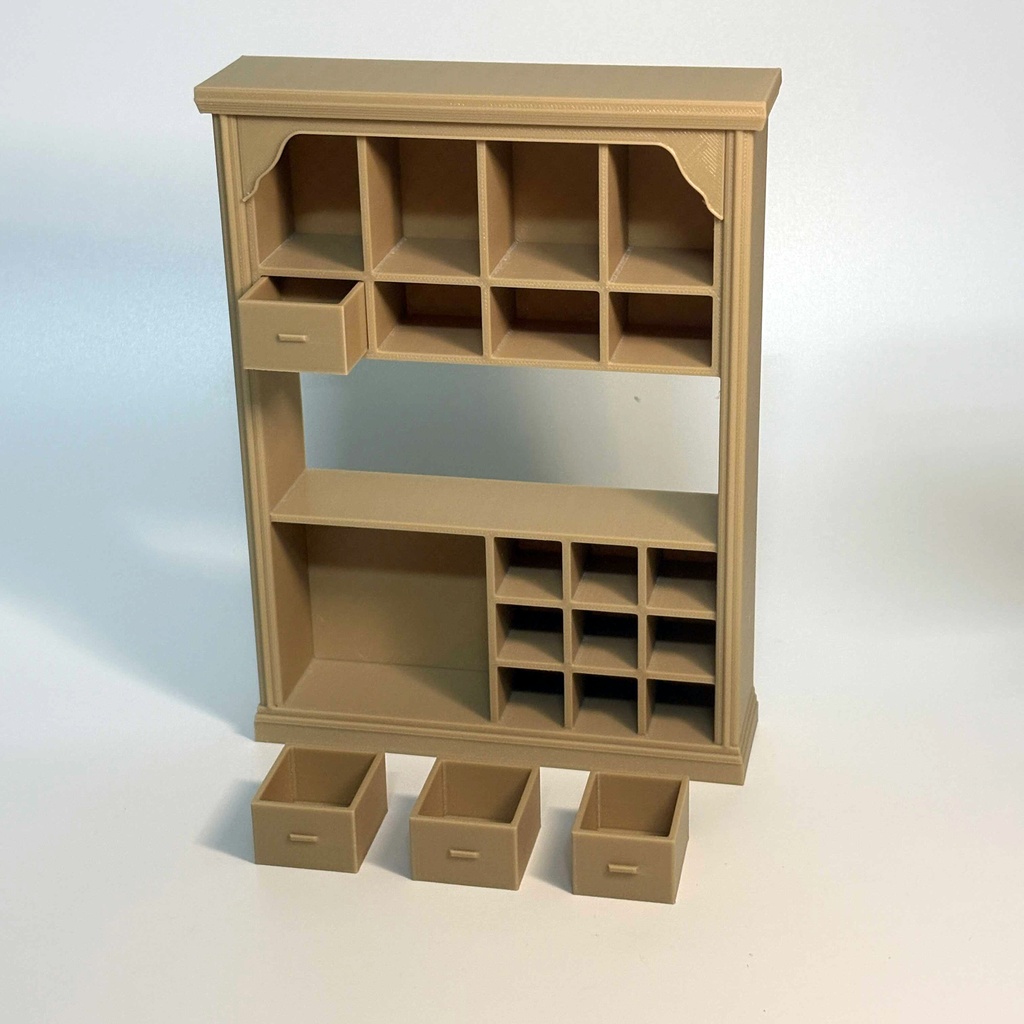 収納棚　ミニ家具　1/12　ヴィンテージ　欧風収納　キャビネット　本棚　サイドボード　メガミデバイス　figma　アクセサリー