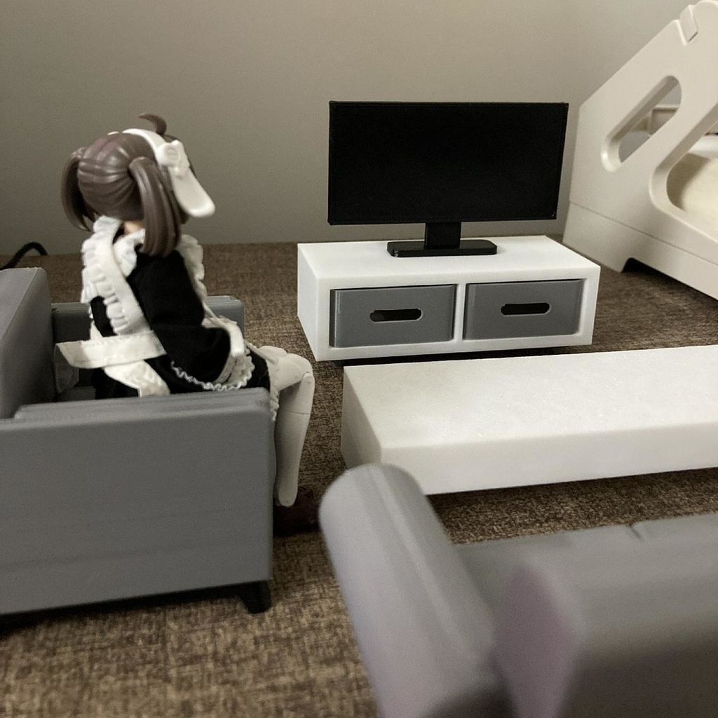 1/12 リビングセット ソファ テレビ ミニチュア家具 情景小物 ジオラマ メガミデバイス figma アクションフィギュア