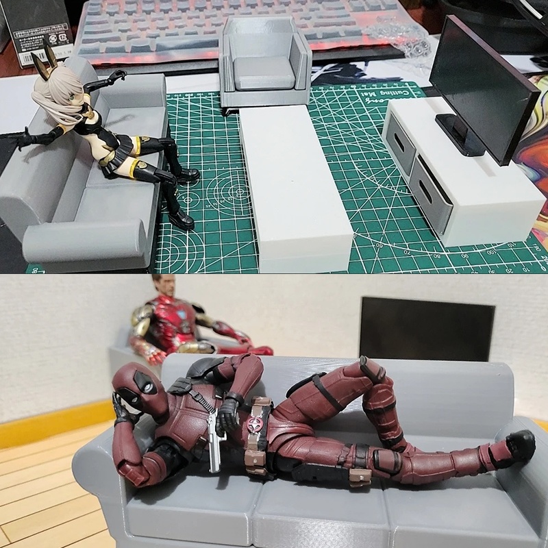 1/12 リビングセット ソファ テレビ ミニチュア家具 情景小物 ジオラマ メガミデバイス figma アクションフィギュア