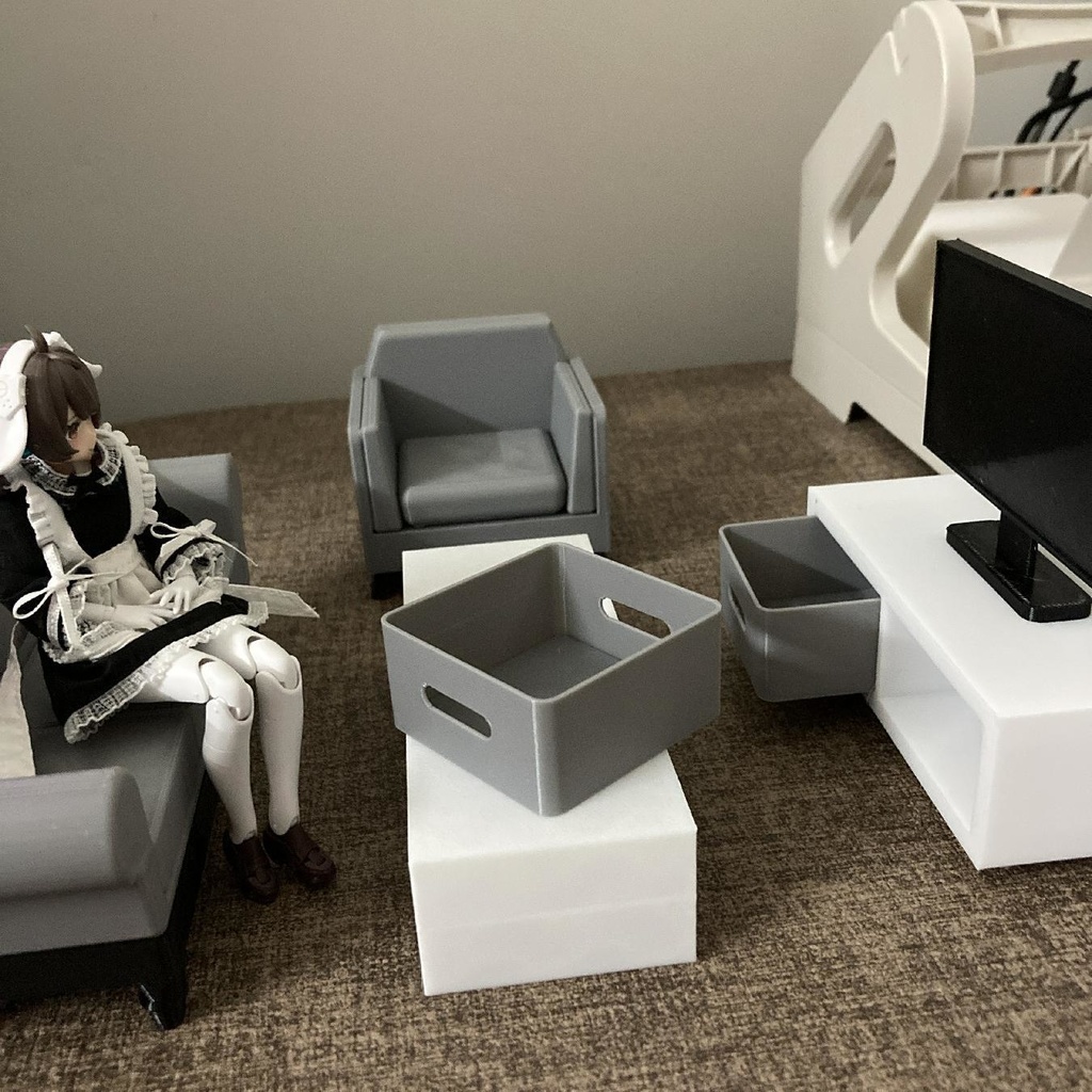 1/12 リビングセット ソファ テレビ ミニチュア家具 情景小物 ジオラマ メガミデバイス figma アクションフィギュア