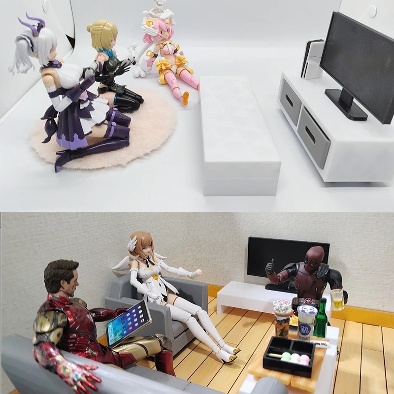 1/12 リビングセット ソファ テレビ ミニチュア家具 情景小物 ジオラマ メガミデバイス figma アクションフィギュア
