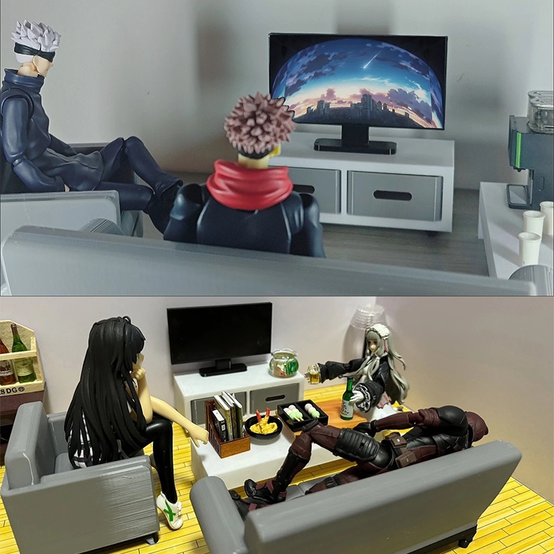 1/12 リビングセット ソファ テレビ ミニチュア家具 情景小物 ジオラマ メガミデバイス figma アクションフィギュア