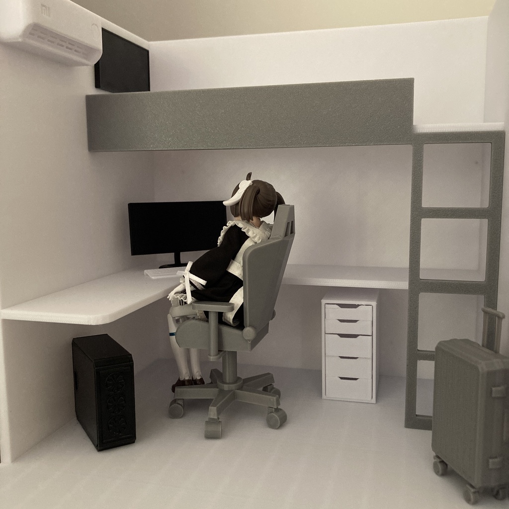 1/12　ゲーミングルーム　ネットカフェ　個室セット　ゲーミングデスク　ミニチュア家具　情景小物　ジオラマ　メガミデバイス　figma　アクションフィギュア