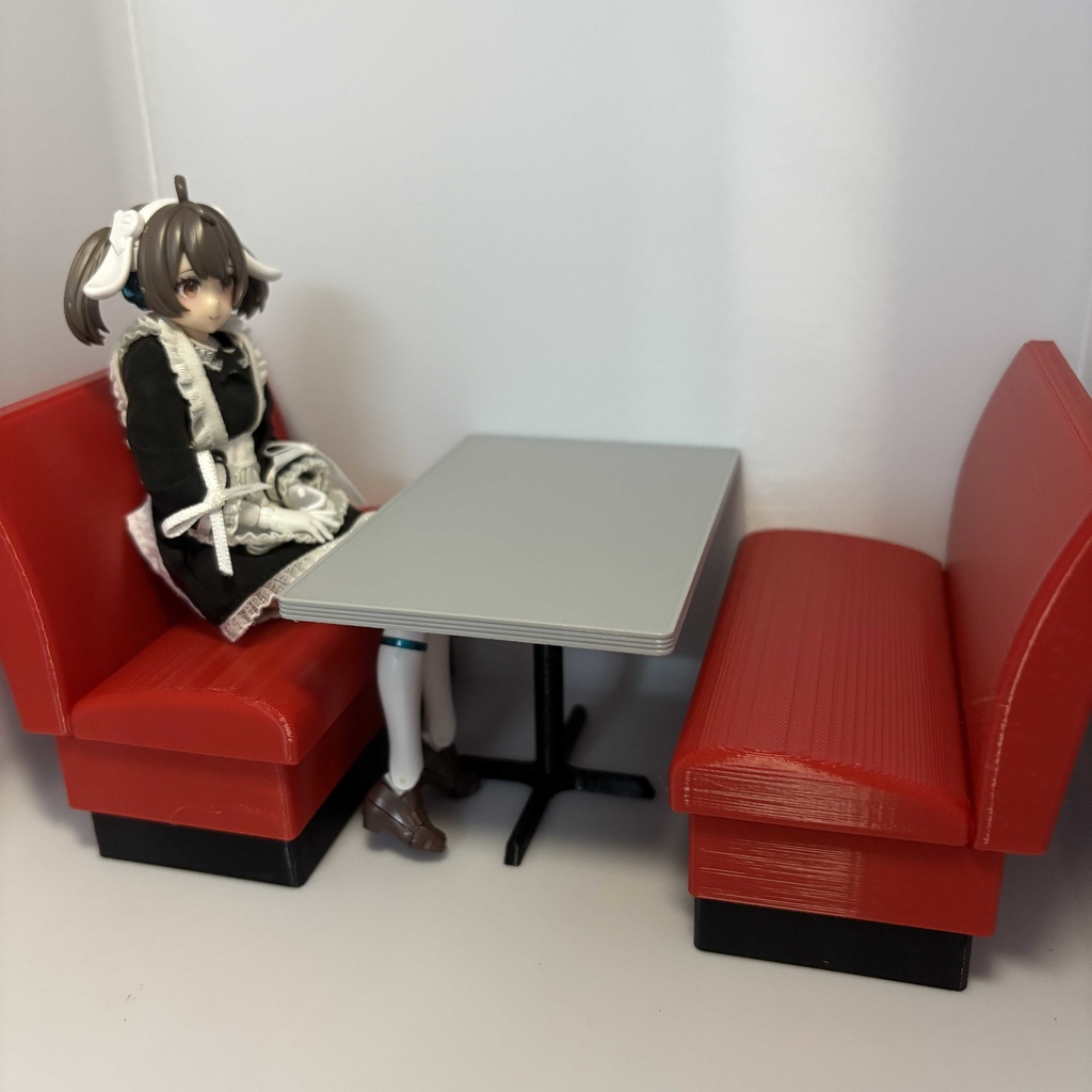 1/12　ボックスソファ　カフェ　レストラン　スイーツ店　ミニチュア家具　テーブルセット　情景小物　ジオラマ　メガミデバイス　figma　アクションフィギュア