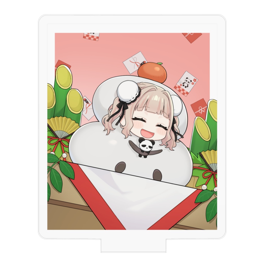 【再販🎍1月限定】ぱんぱかぱんだ🎉🐼鏡餅・背景ありアクリルスタンド