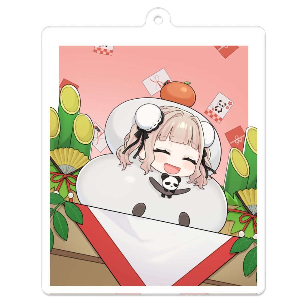 【再販🎍1月限定】ぱんぱかぱんだ🎉🐼鏡餅・背景有アクリルキーホルダー