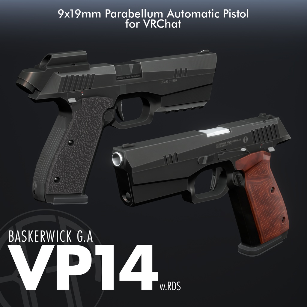 【VRChat向け】架空自動拳銃「VP14」