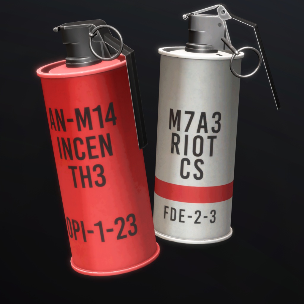 【VRChat向け】焼夷手榴弾+催涙ガス手榴弾