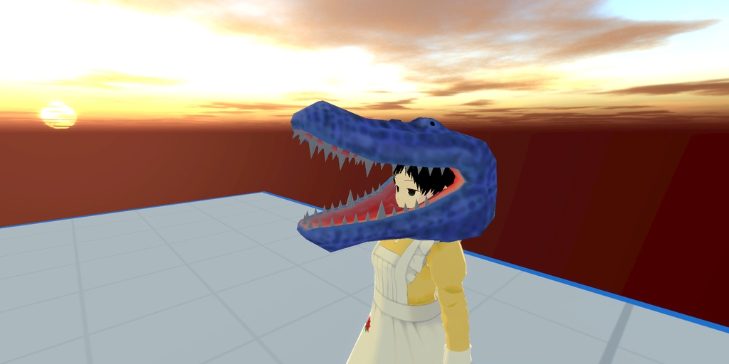 3D ワニの頭 ローポリ アクセサリー 帽子 被り物 お面 動物