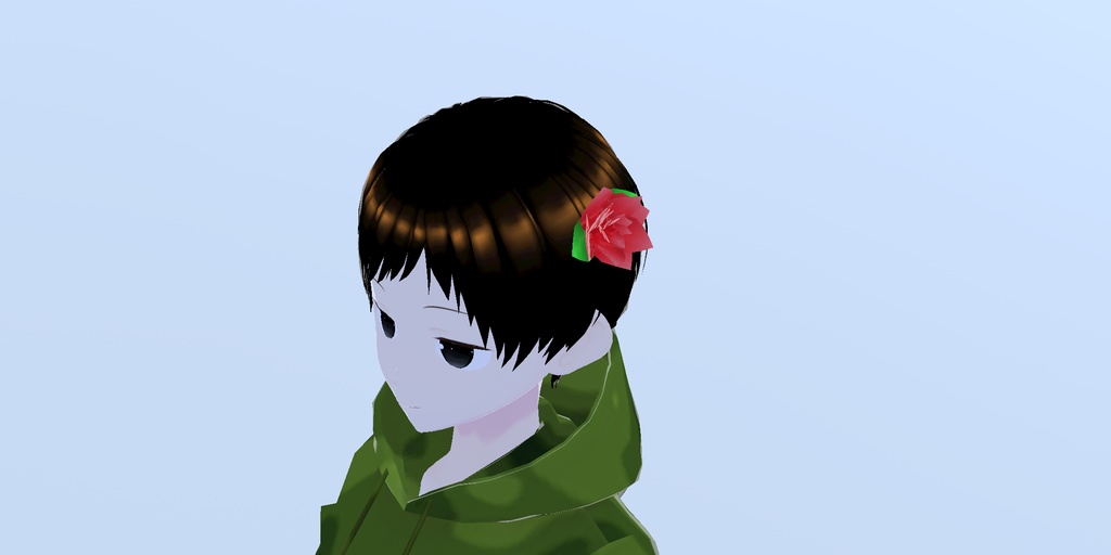 vroidcustomitem VRoidStudio バラ 薔薇 花 はね毛 アクセサリー 髪飾り
