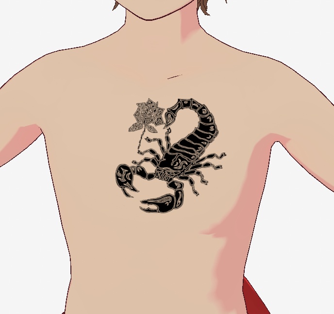 透過 テクスチャ VRoidStudio 肌 入れ墨 タトゥー サソリ バラ