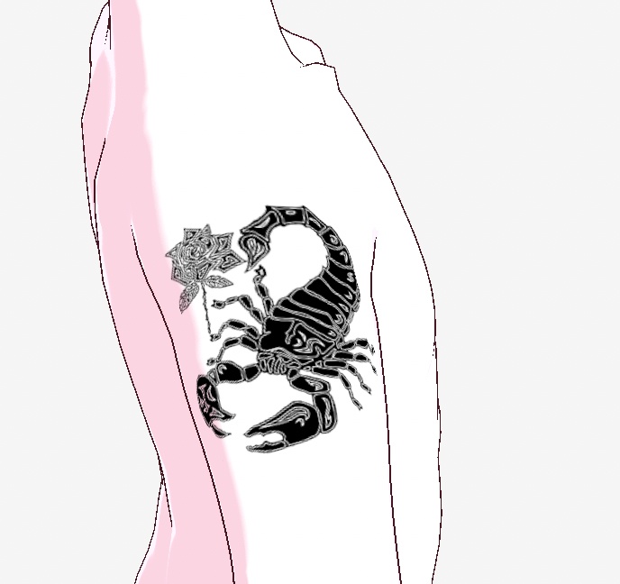 透過 テクスチャ VRoidStudio 肌 入れ墨 タトゥー サソリ バラ