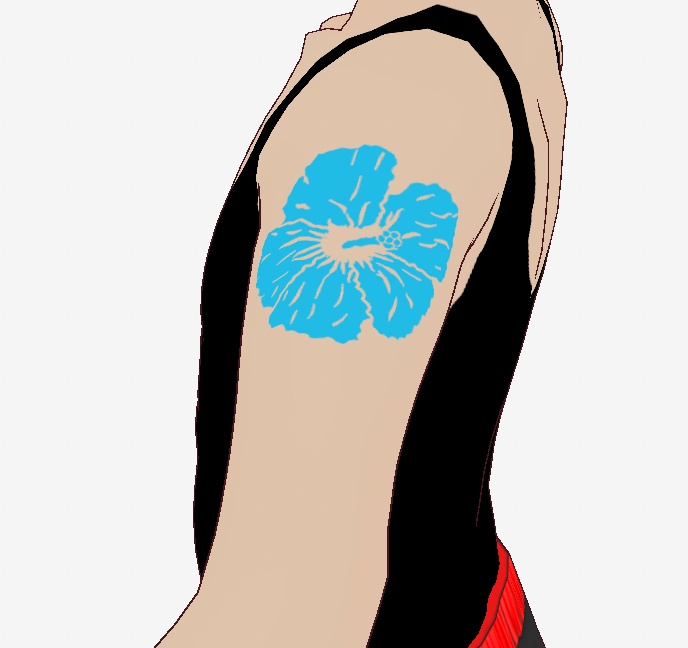 【無料】 透過 テクスチャ VRoidStudio 肌 入れ墨 タトゥー ハイビスカス