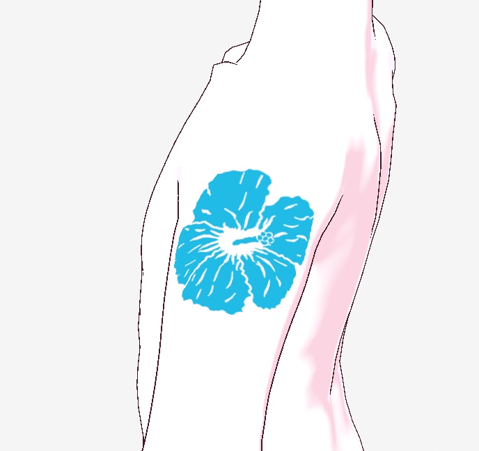 【無料】 透過 テクスチャ VRoidStudio 肌 入れ墨 タトゥー ハイビスカス