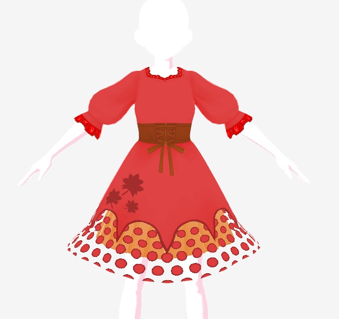 【無料】 vroidcustomitem VRoidStudio ワンピース 紅葉 秋 ドレス