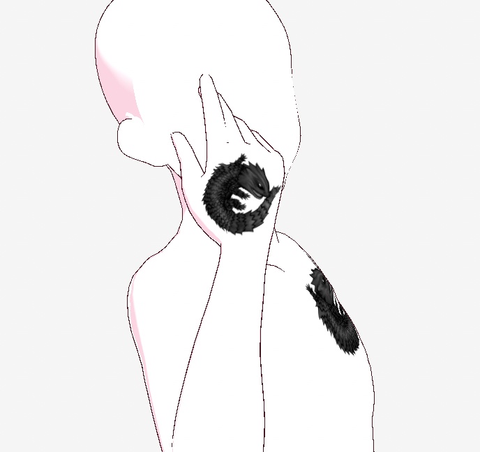 透過 テクスチャ VRoidStudio 肌 入れ墨 タトゥー ヨロイトカゲ トカゲ PNG