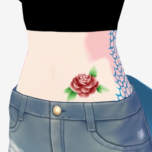 透過 テクスチャ VRoidStudio 肌 入れ墨 タトゥー 薔薇 三色 PNG