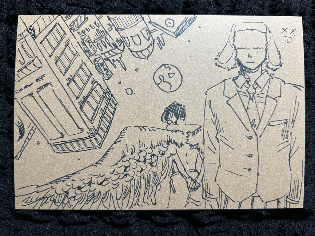 ポストカードサイズ　イラスト原画　ドローイング ポストカードサイズ イラスト原画 - からっぽ未満 - BOOTH