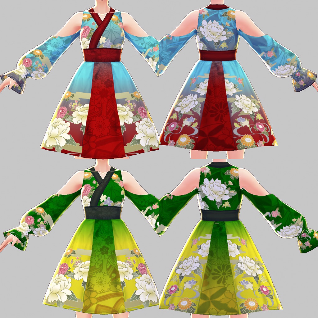 【無料版あり】ワンピース(和風ロリータ)【VRoid用テクスチャ】