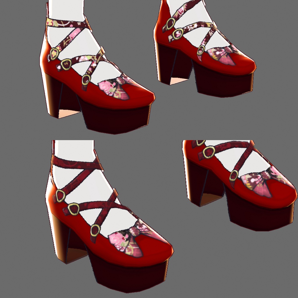 【無料版あり】パンプス(和柄)【VRoid用テクスチャ】