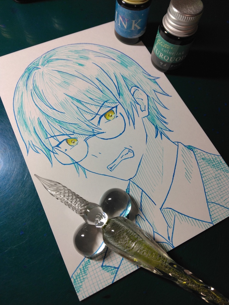 はがきサイズ原画「怒ってる優等生」