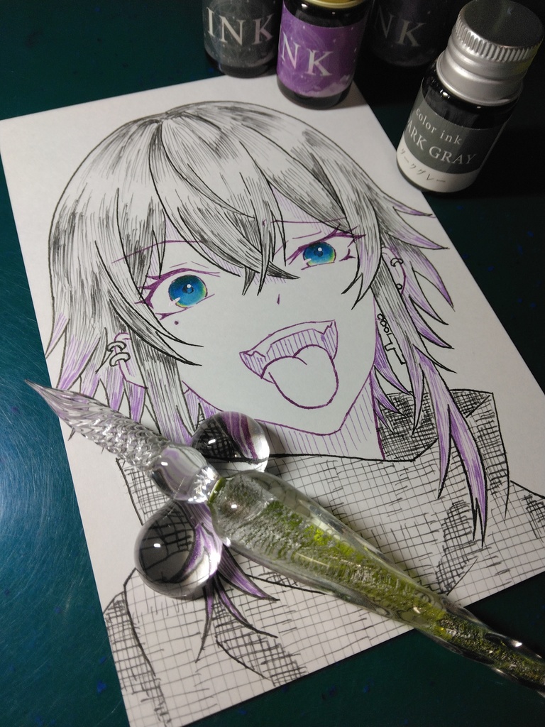 はがきサイズ原画「治安の悪いキャラ?」