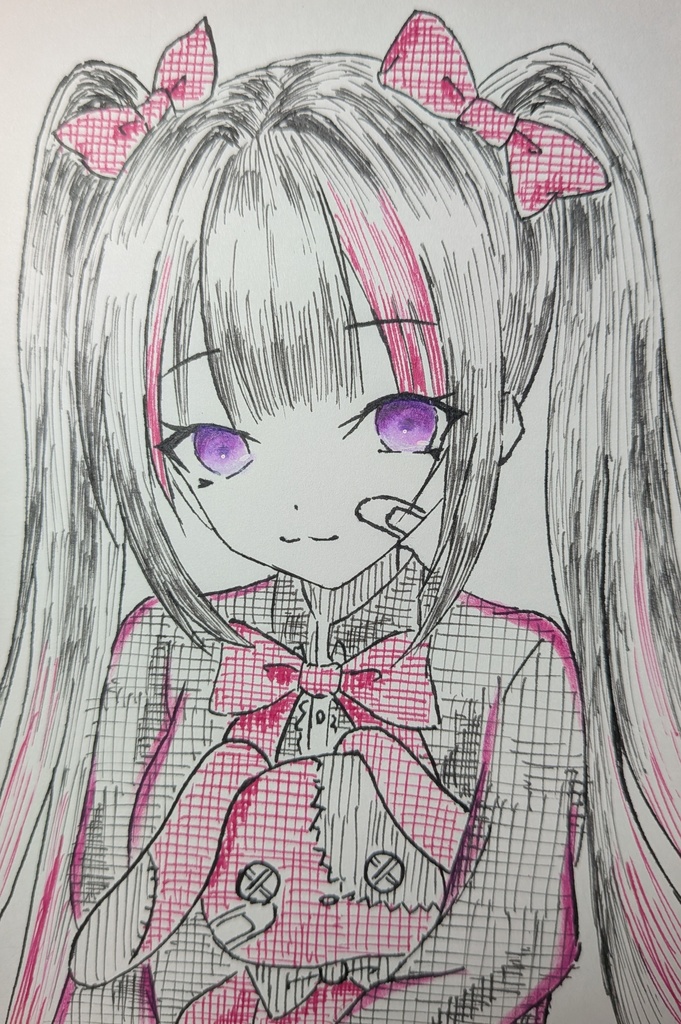 はがきサイズ原画「地雷系女子」