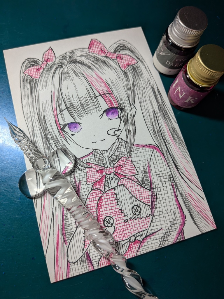 はがきサイズ原画「地雷系女子」