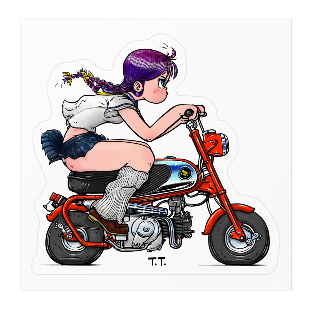 ステッカ。(CZ100 with Cubgirl)。(ホワイトタイプ)