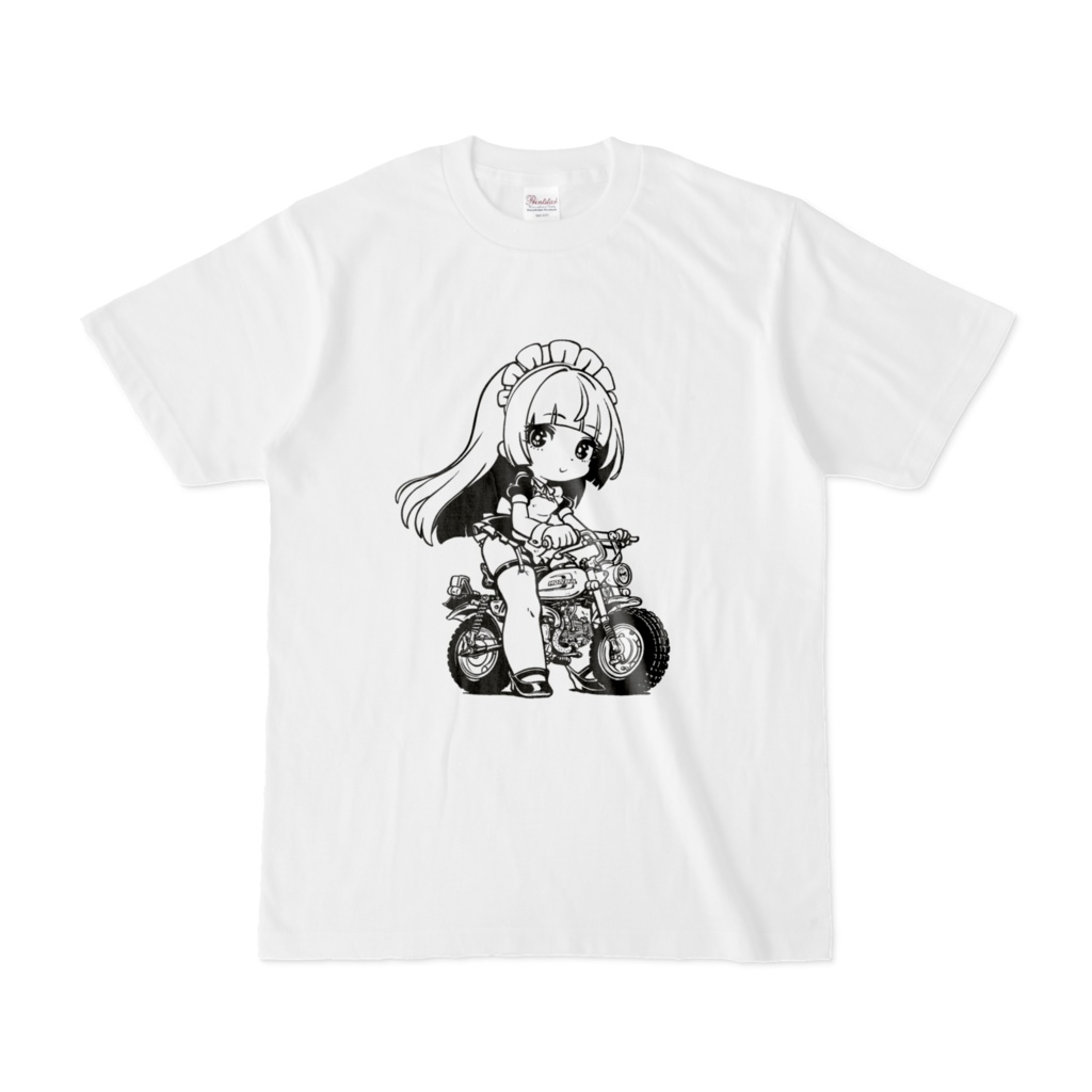 アニメキャラっぽいTシャツ-019(T-B)モノクロ。