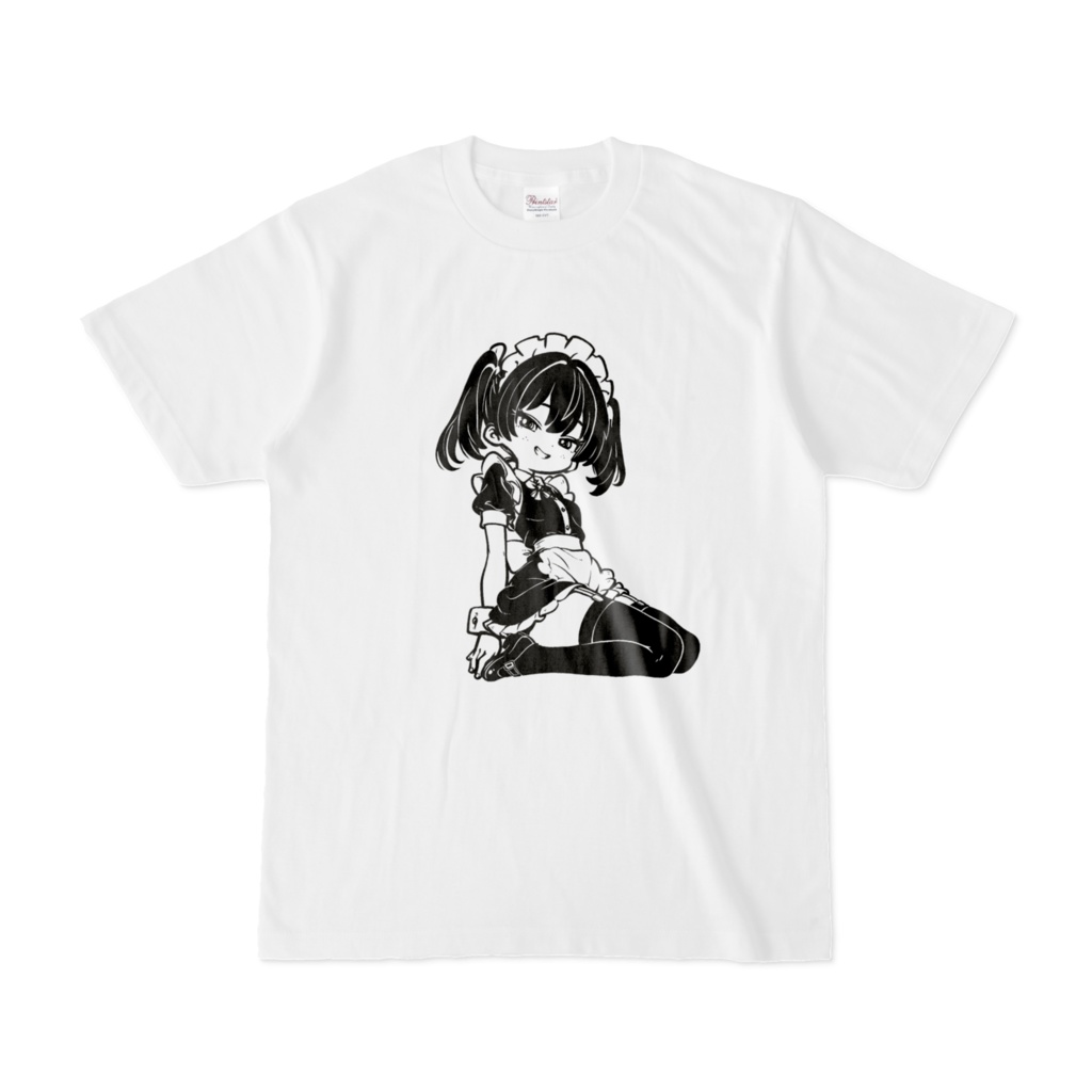 アニメキャラっぽいTシャツ-018(T-C)モノクロ。