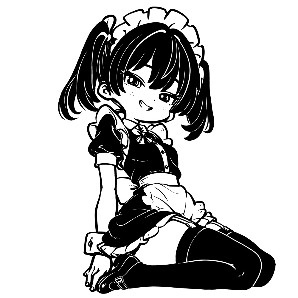 アニメキャラっぽいTシャツ-018(T-C)モノクロ。