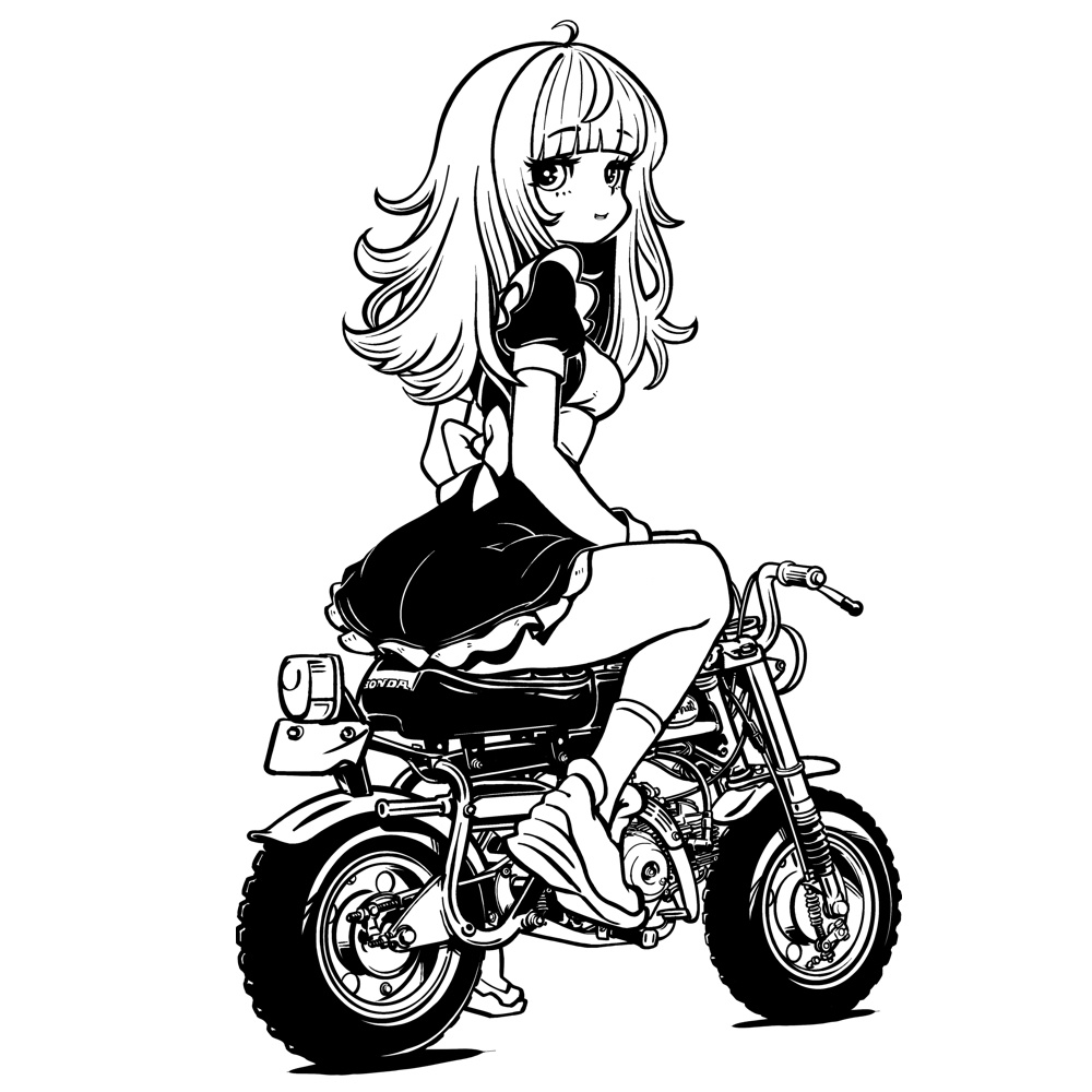 アニメキャラっぽいTシャツ-019(T-C)モノクロVer.。