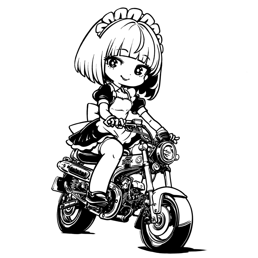 アニメキャラっぽいTシャツ-020モノクロVer.。