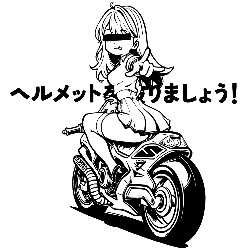 アニメキャラっぽいTシャツ-019(T-D)モノクロVer.。