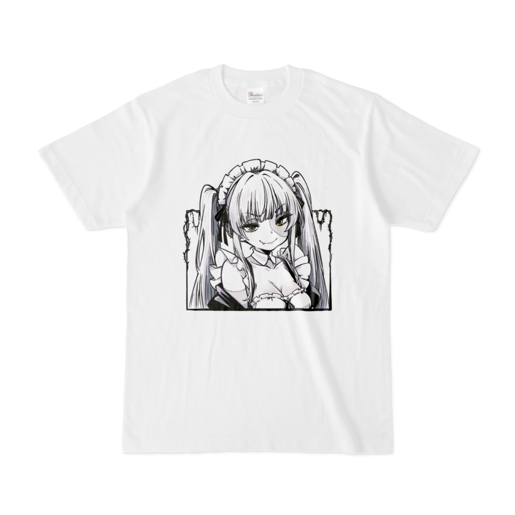 アニメキャラっぽいTシャツ-023B-モノクロVer.。