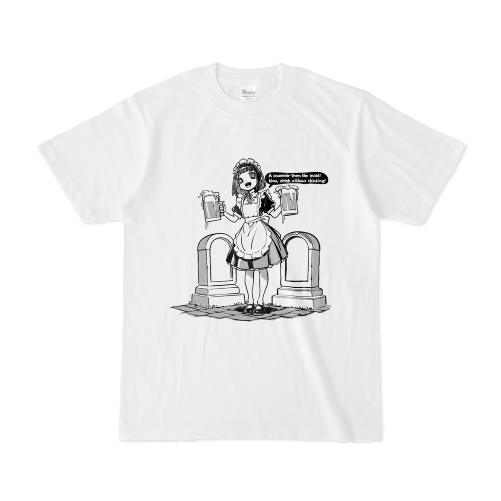 アニメキャラっぽいTシャツ-024　モノクロVer.。
