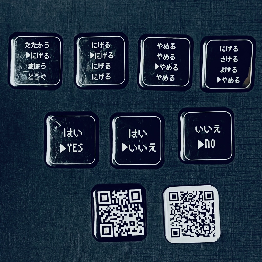 ドット文字&QRコード缶バッジ