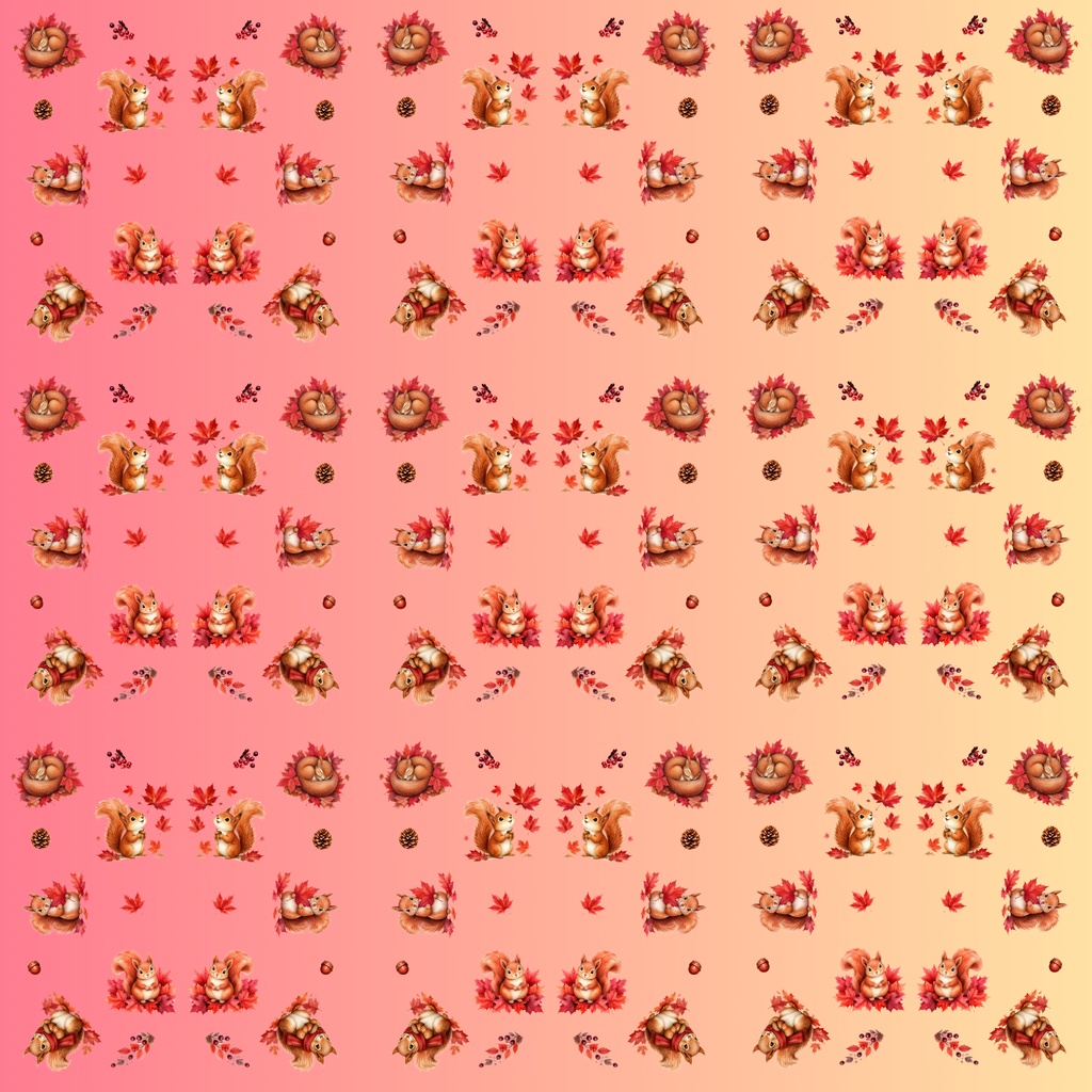【デジタルペーパー】秋の素材_かわいい秋とリス 10枚セット|商用利用可・高解像度PNG
