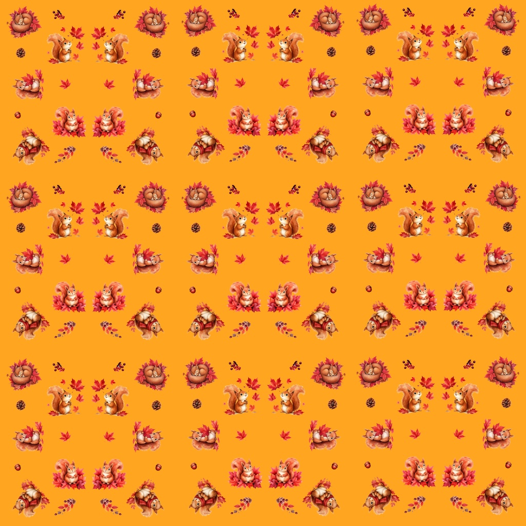 【デジタルペーパー】秋の素材_かわいい秋とリス 10枚セット|商用利用可・高解像度PNG