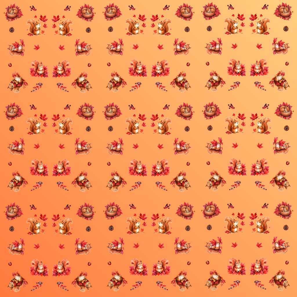 【デジタルペーパー】秋の素材_かわいい秋とリス 10枚セット|商用利用可・高解像度PNG