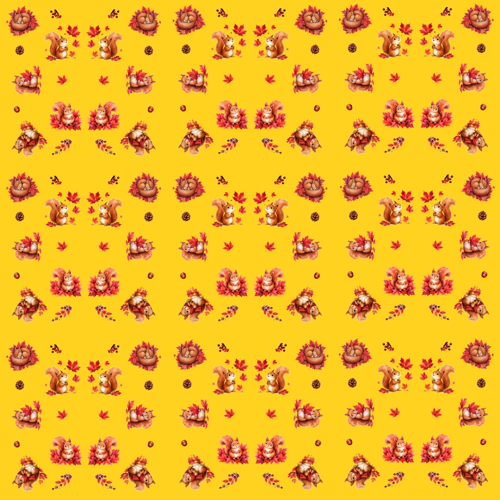 【デジタルペーパー】秋の素材_かわいい秋とリス 10枚セット|商用利用可・高解像度PNG