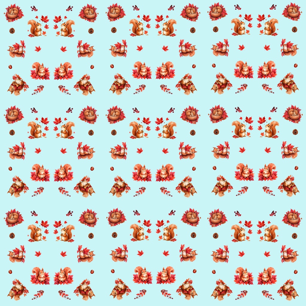 【デジタルペーパー】秋の素材_かわいい秋とリス 10枚セット|商用利用可・高解像度PNG